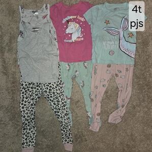 4t Girls Pajamas Sets - 5 Set BUNDLE - Unicorn Mermaid Fox Themes